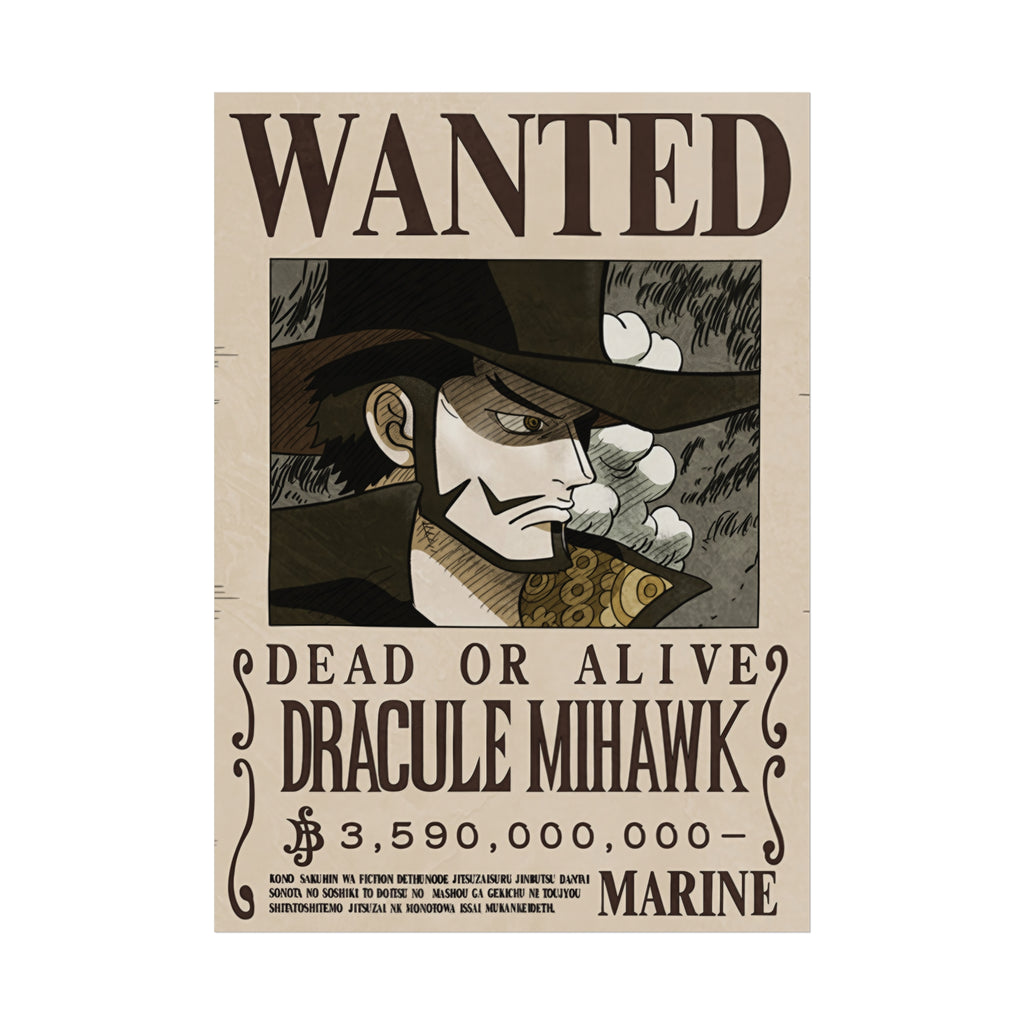 Wanted Poster Dracule Mihawk Dead or Alive