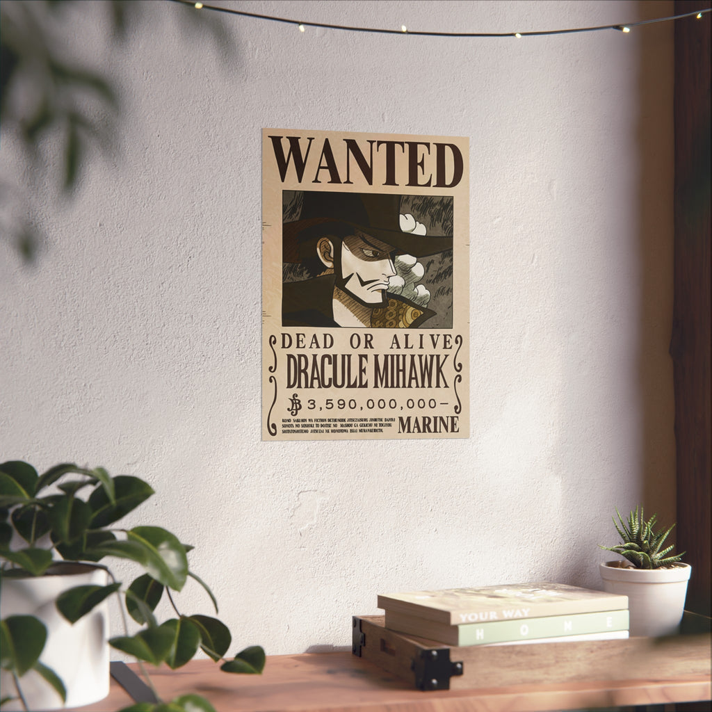 Wanted Poster Dracule Mihawk Dead or Alive