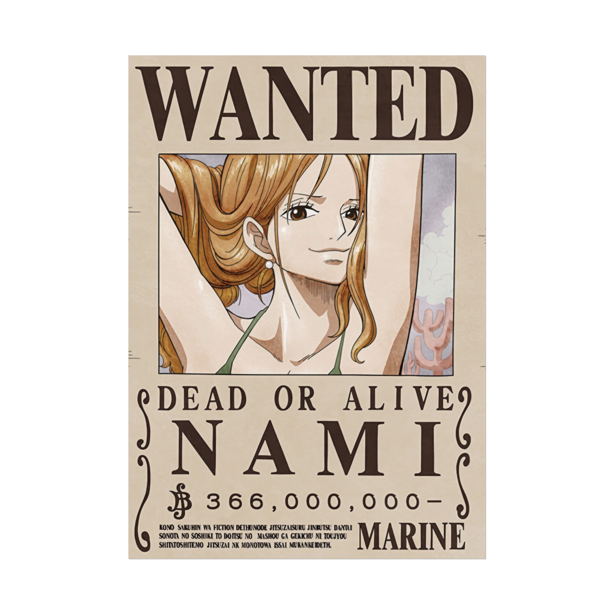 Wanted Poster Nami Dead or Alive