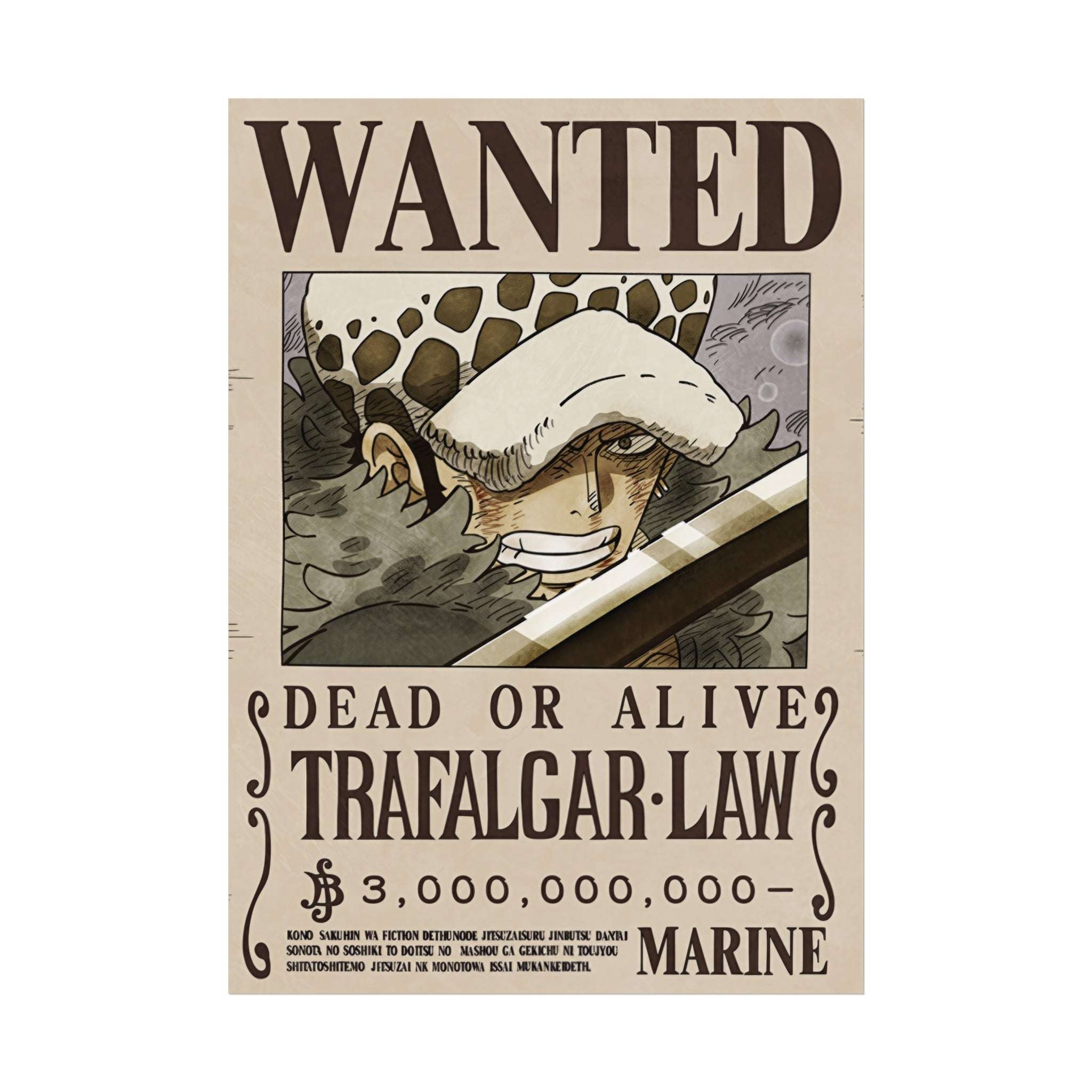 Wanted Poster Trafalgar .D. Law Dead or Alive