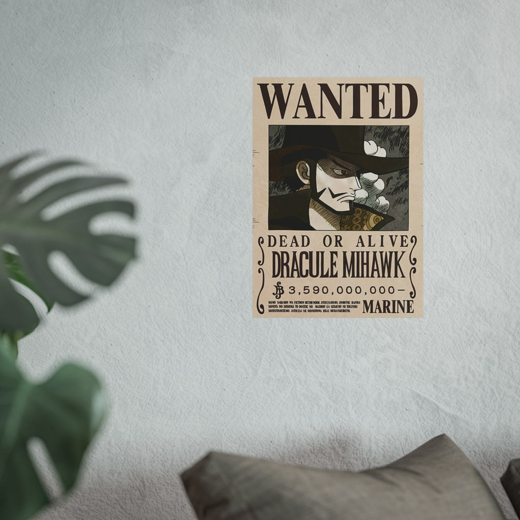 Wanted Poster Dracule Mihawk Dead or Alive