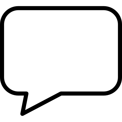 Black speech bubble icon on a white background